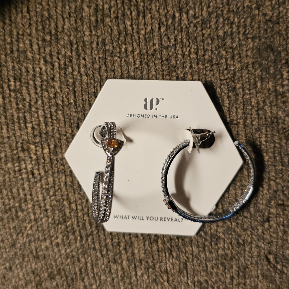 Elegant Silver Hoop Earrings with Gold Accents